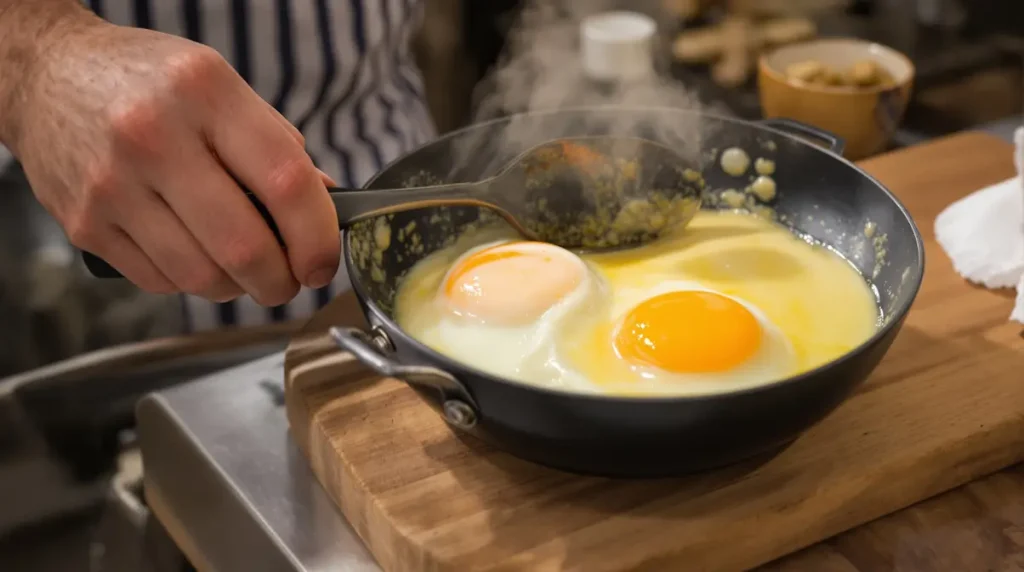Beurre ou huile : pour des œufs au plat parfaitement dorés, un chef utilise...